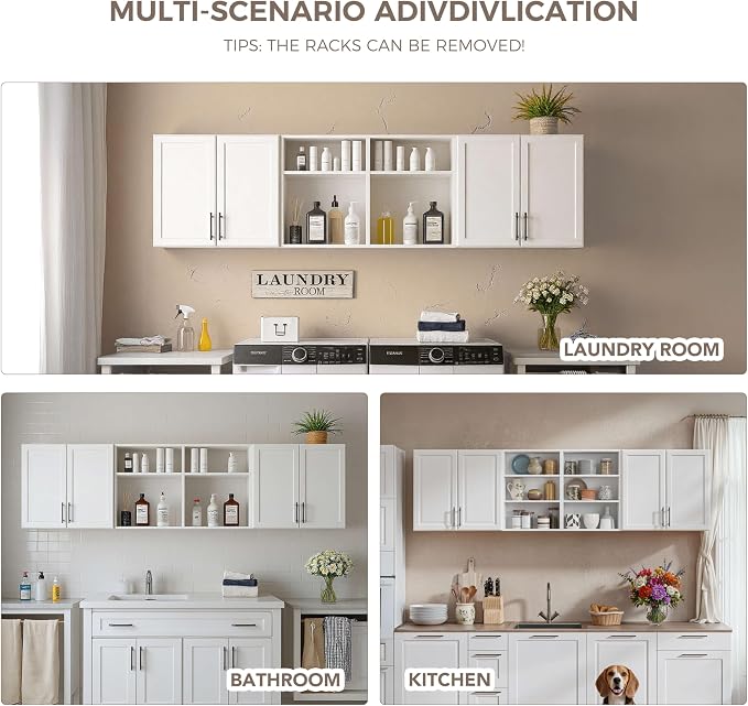 Furnaza Wall Cabinets for Laundry Room, Shaker Wall Mounted Kitchen Cabinets - Image 6