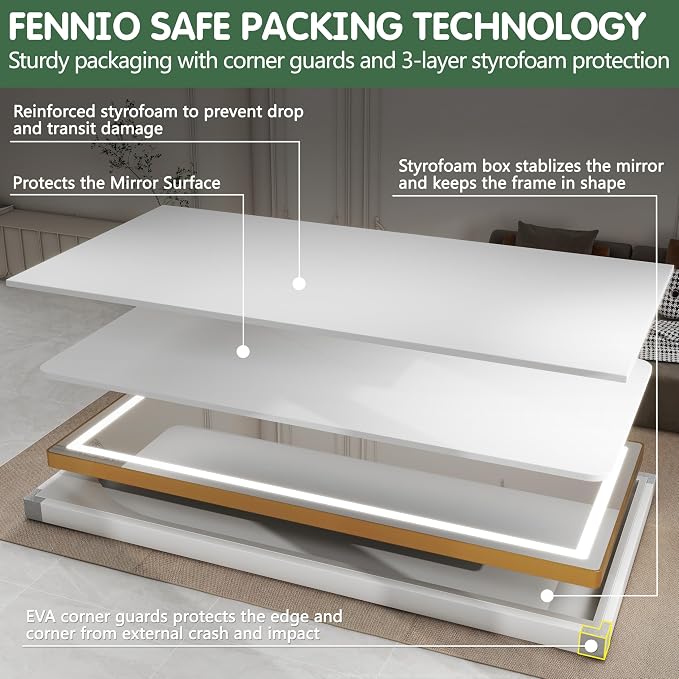 FENNIO Full Length Mirror with Lights, Wall Mounted Hanging Mirror with Lights - Image 7