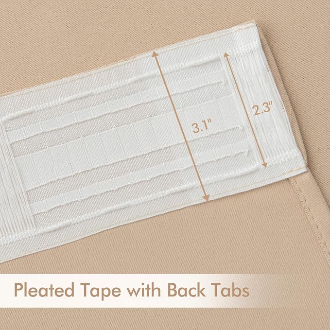 MIULEE Back Tab Beige Curtains 102 Inch Long 2 Panels Set - Image 4