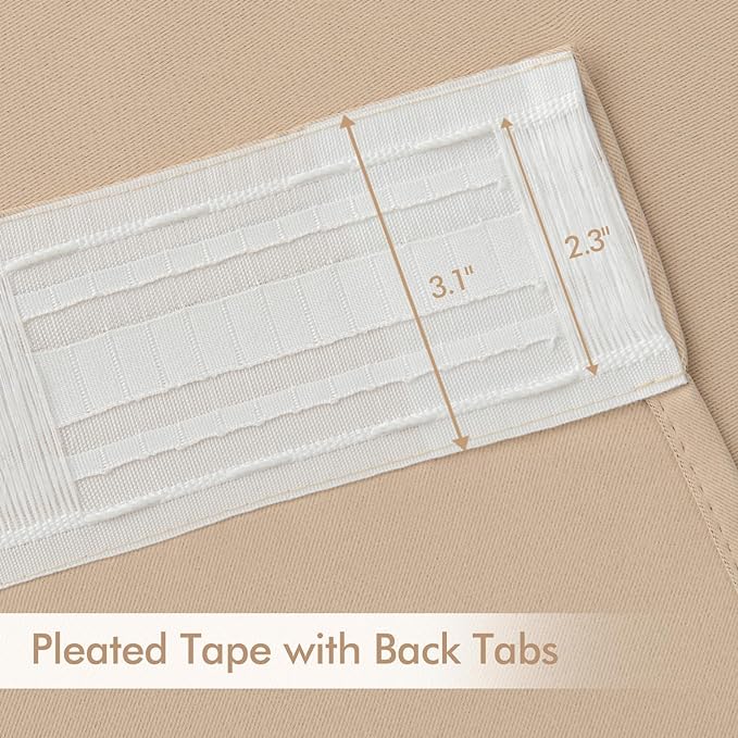 MIULEE Back Tab Beige Curtains 120 Inch Long 2 Panels Set - Image 4
