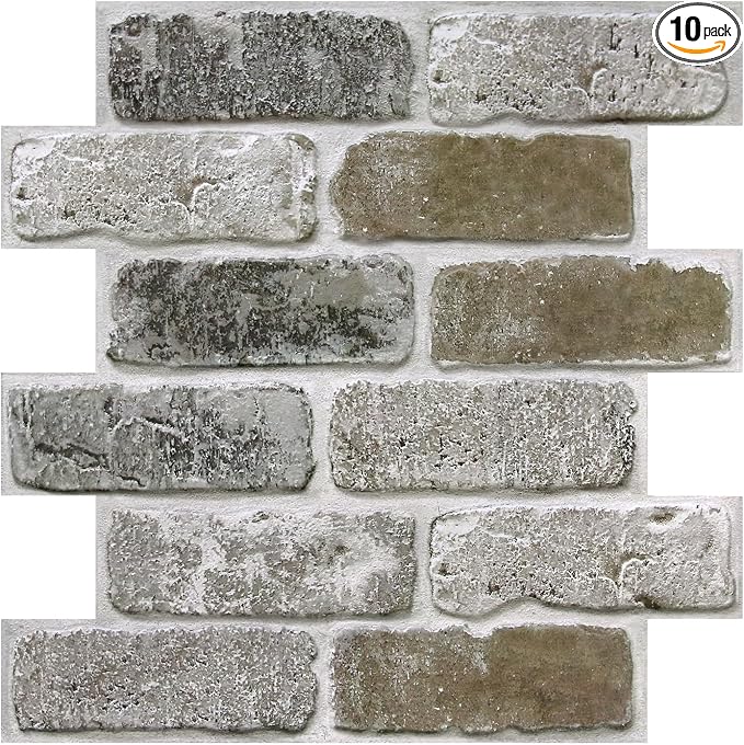 COMSTICKC 3D Faux Brick Wall Panel Peel and Stick, Small Size, Ultra-Light PVC by COMSTICKCDECOR