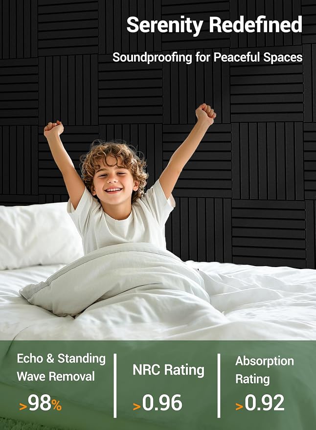 Waister 12 Pack Soundproof Wall Panels, 0.47 inch Thicker High Density Acoustic - Image 4