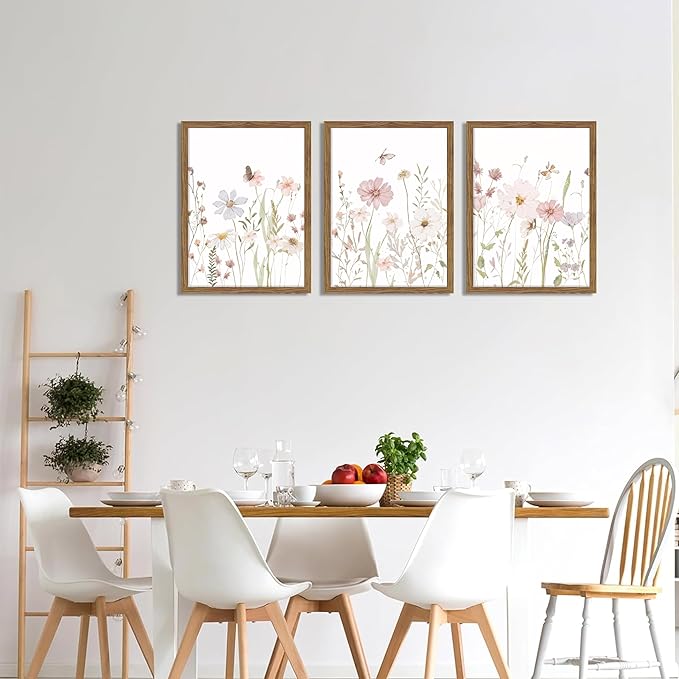 Framed Wildflower Wall Art Set of 3, Vintage Flower Botanical Paintings - Image 6
