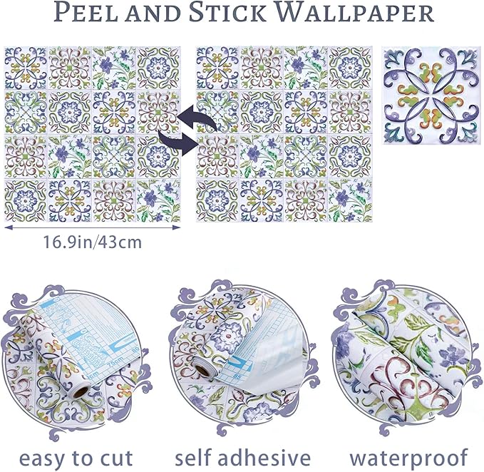 Wudnaye Peel and Stick Backsplash Wallpaper Kitchen Faux Tile Contact Paper - Image 5