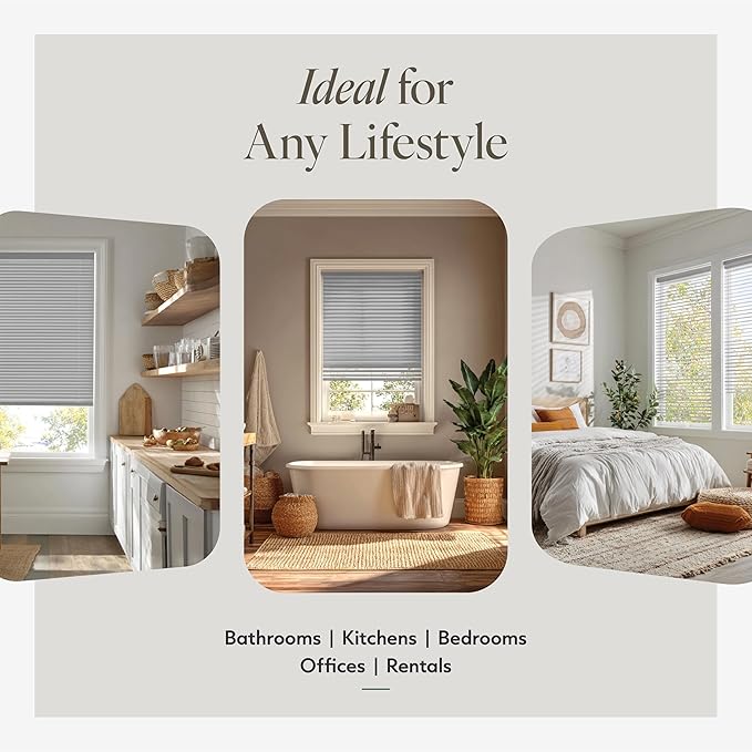 CHICOLOGY Cordless Mini Blinds for Indoor Windows, 61.5" W x 60" H, Light - Image 3