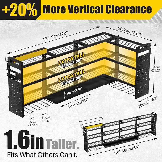XLarge 64''W Power Tool Organizer Wall Mount | 8-Outlet TR Charging Station | - Image 5