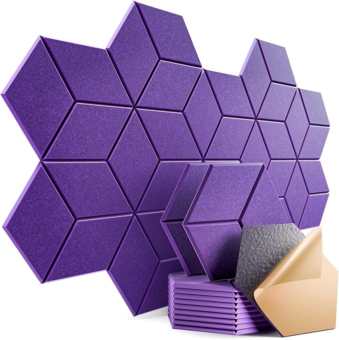 12 Pack Self-Adhesive Acoustic Panels 12" X 10" X 0.4" by Dailycooper
