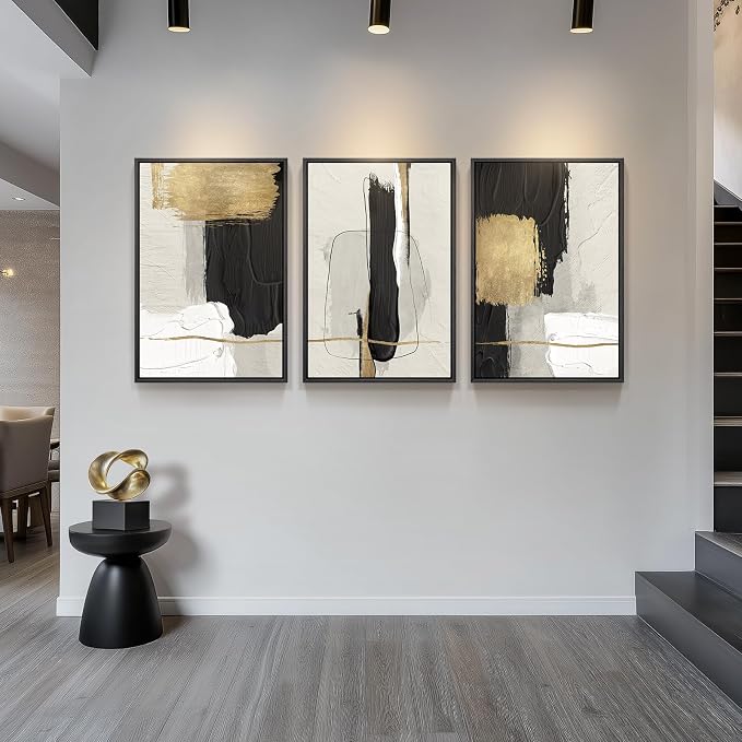 Large Framed Black and White Abstract Wall Art - Image 4