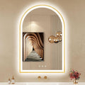 24"x36" Arched LED Mirror for Bathroom, Brushed Gold Lighted Bathroom Mirror by OUMUSUMIRROR