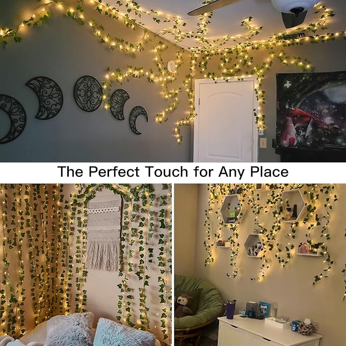 suddus Vines with Light for Bedroom, 200 LED Fairy Lights with Vines, Ivy - Image 7