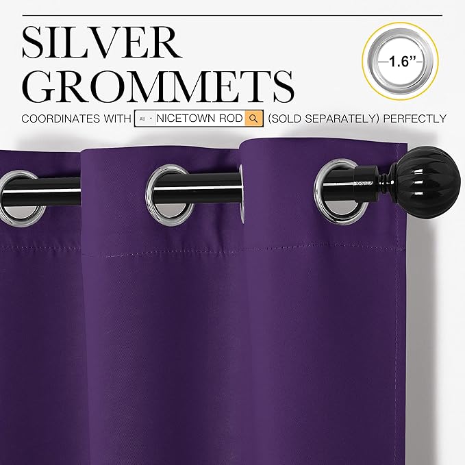 NICETOWN Purple Blackout Curtains 78 inches Long, Niose Reducing and Thermal - Image 3