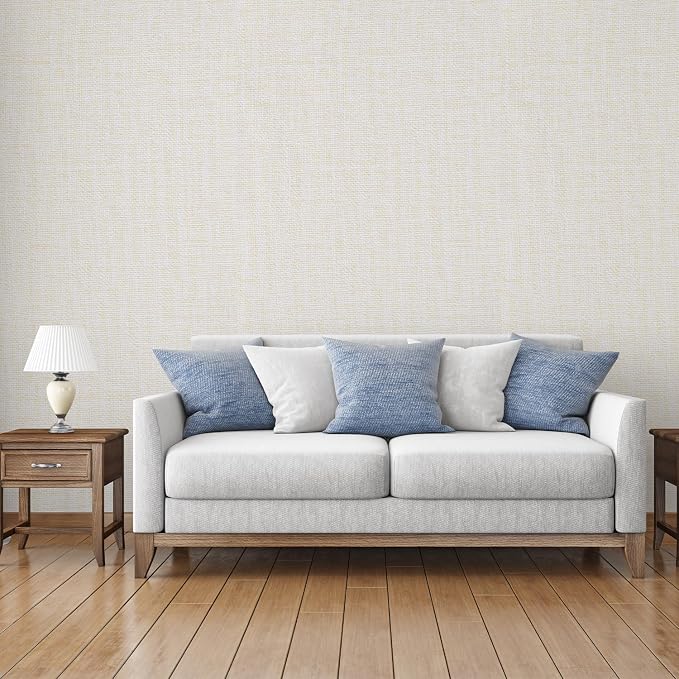 Yancorp 15.7"x787"/65.6' Textured Fabric Wallpaper Faux Grasscloth Peel and - Image 4