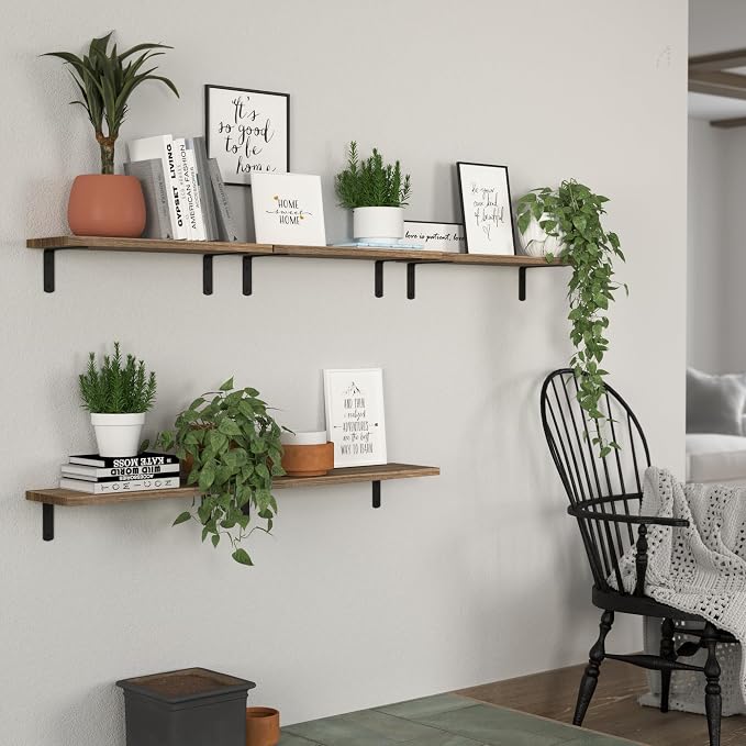 DOLLFIO Floating Shelves, 5 Sets Wall Shelves, Wood Floating Shelves - Image 5