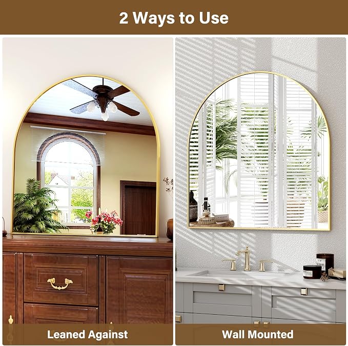 XRAMFY Arched Bathroom Mirror 32" x 34" - Image 5