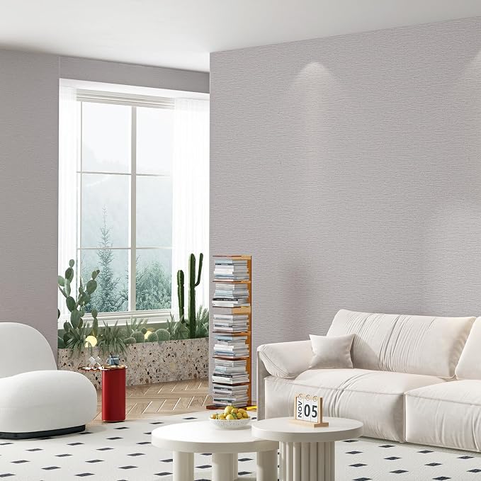 Grasscloth Peel and Stick Wallpaper 20.8"x394" Gray Thick Fabric Textured Linen - Image 4