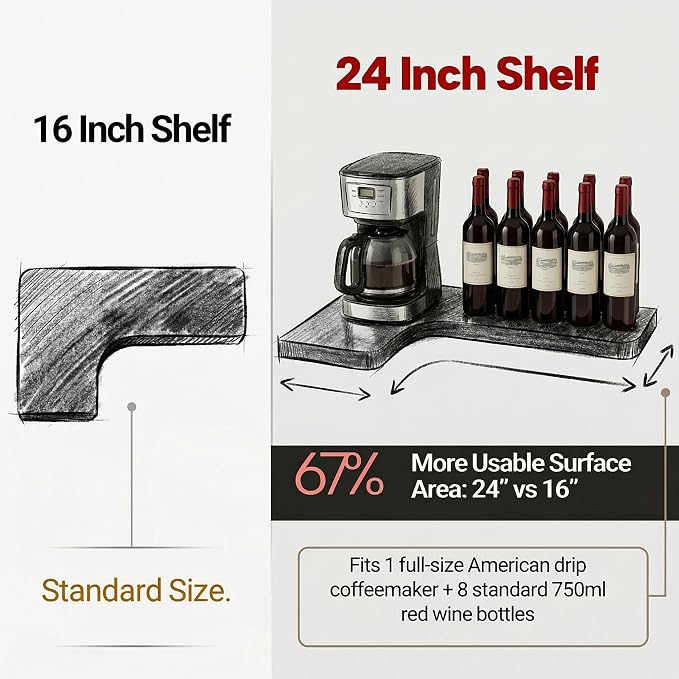 16 Inch Solid Wood Floating Corner Shelves 3 Pack - Image 4