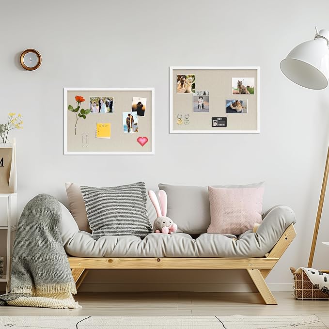 DAHAPYBOO Cork Board with Linen White 2Pack, Bulletin Board 23"x17" Hanging - Image 4
