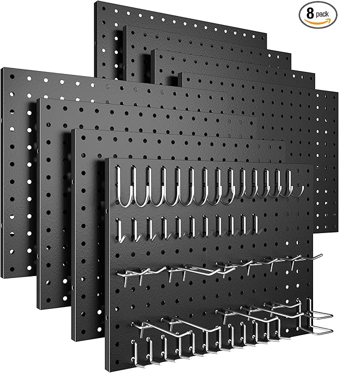 Spampur Peg Board, 8 Pack Metal Pegboard Panels by Spampur