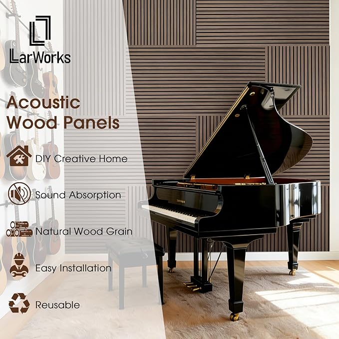 Acoustic Wood Wall Panels 2 Pack 47.6" x 23.6", Sound Proof Wooden Paneling - Image 3