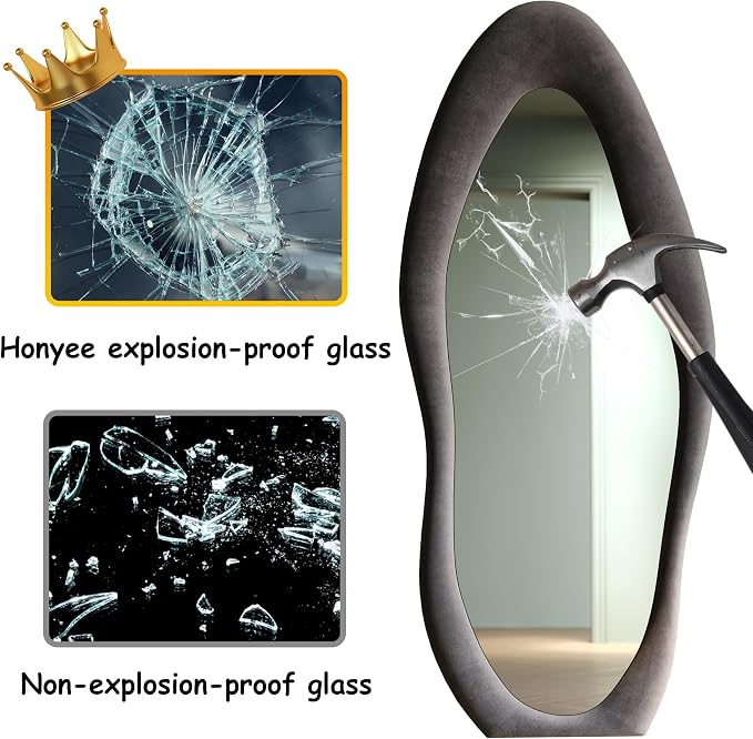 Honyee Full Length Mirror, Flannel Wrapped Wooden Frame Full Body Mirror - Image 6