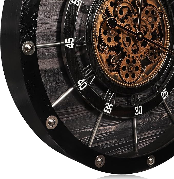 HOIBAI Wall Clock, 24 Inch Moving Gears Clock Large Wall Clock - Image 4