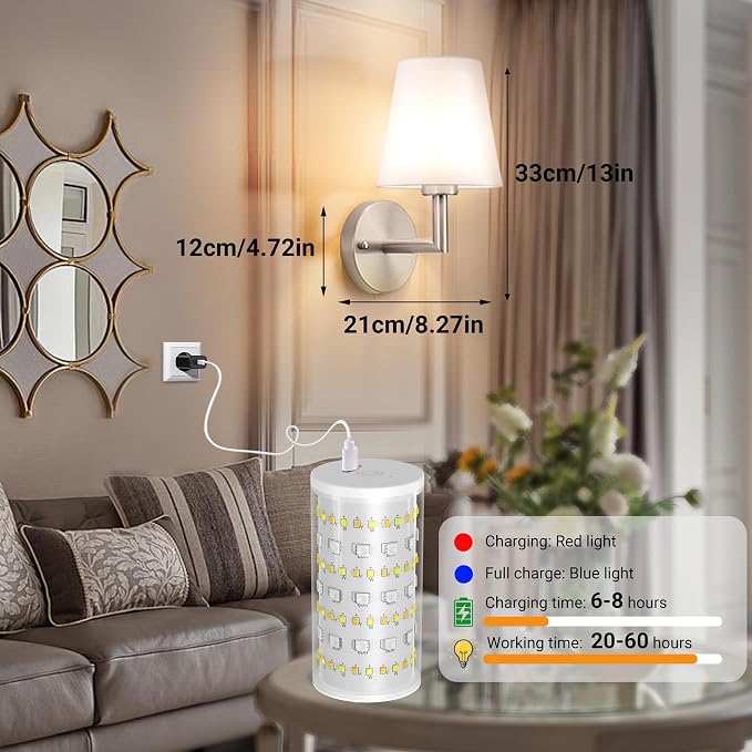 Nekhung Battery Operated Wall Sconces Set of 2, Wireless Wall Light - Image 7