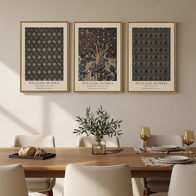 Framed Vintage William Morris Canvas Wall Art Set of 3, Nature Rustic Botanical - Image 4
