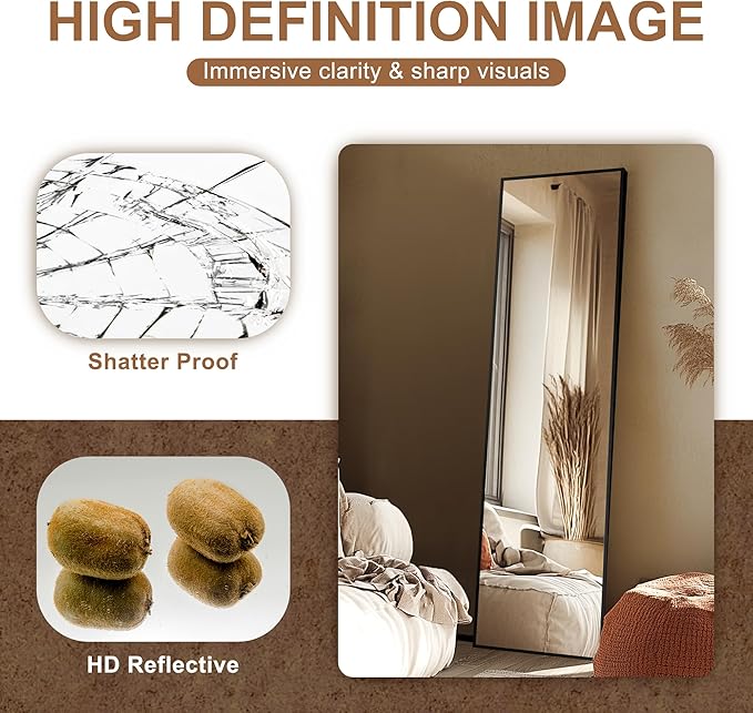 Delma Wall Full Length Mirror, Standing Mirror Full Body, Large Floor - Image 3