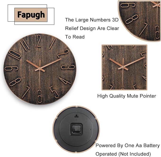 Wall Clock, Silent Clock, Wall Clocks Battery Operated， 12 inch Modern Wall - Image 4