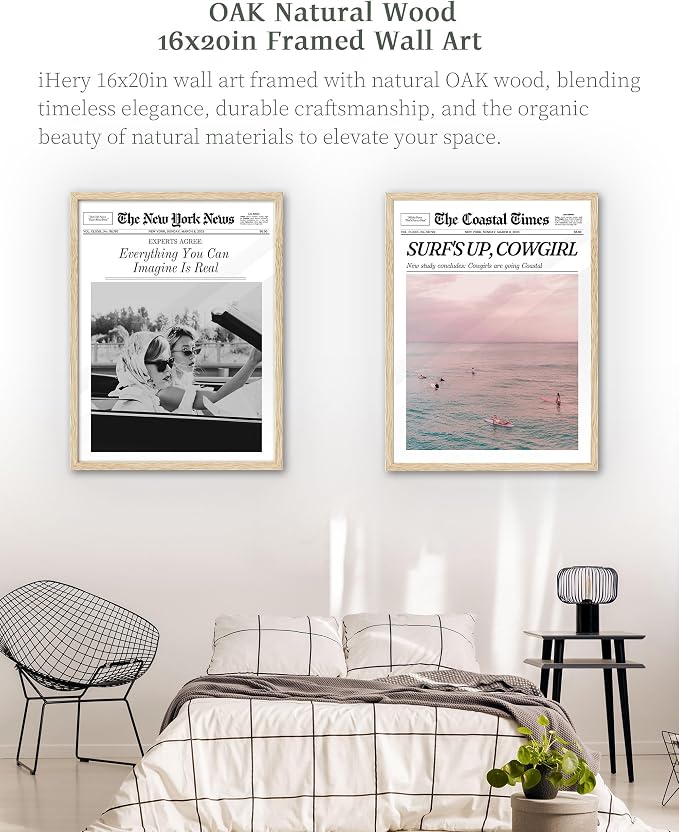iHery Framed Trendy Coastal Cowgirl NewsPaper Wall Art Prints, Western Vintage - Image 5
