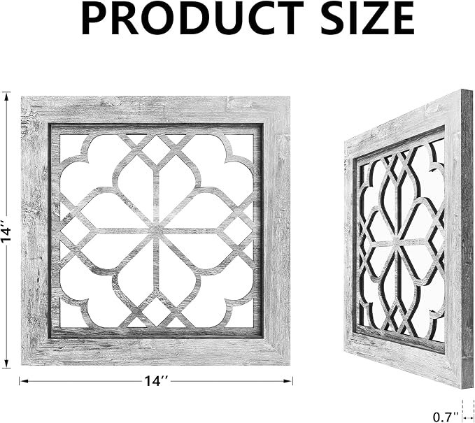 Set of 4 14 Inch Square Grey Window Pane Wall Mirrors, Shatterproof Rustic - Image 2