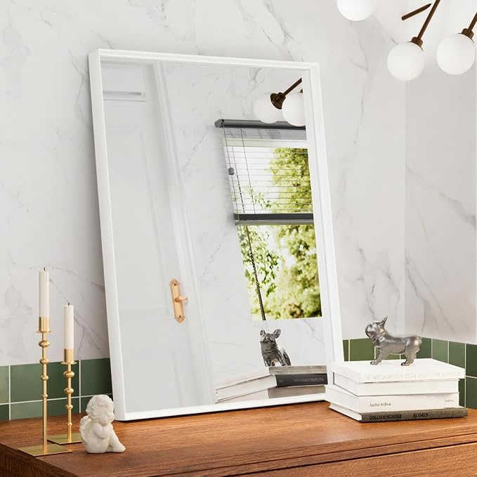 24x32 Inch White Bathroom Mirror, Wall Mounted Bathroom Vanity Mirrors - Image 4