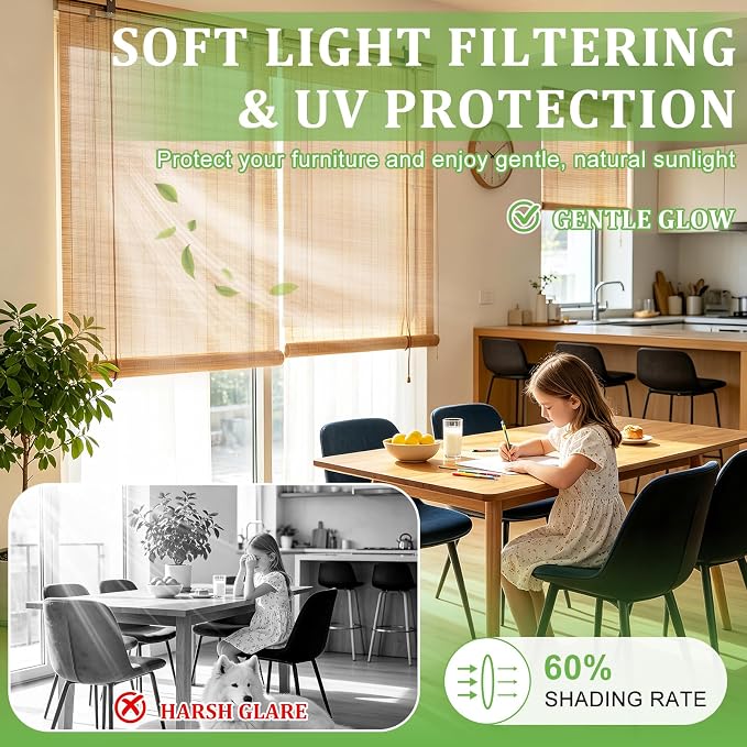 Bamboo Blinds 36x72 inch Bamboo Roman Shades - Image 4