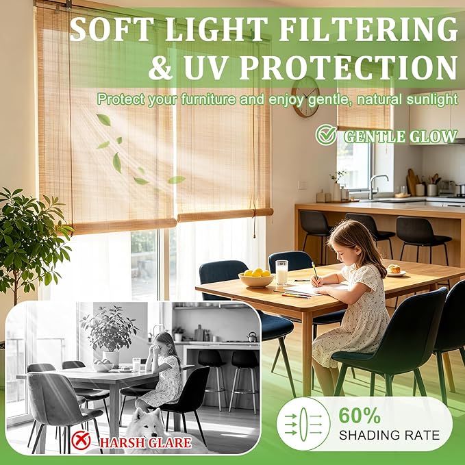 Bamboo Blinds 64x72 inch Bamboo Roman Shades - Image 4