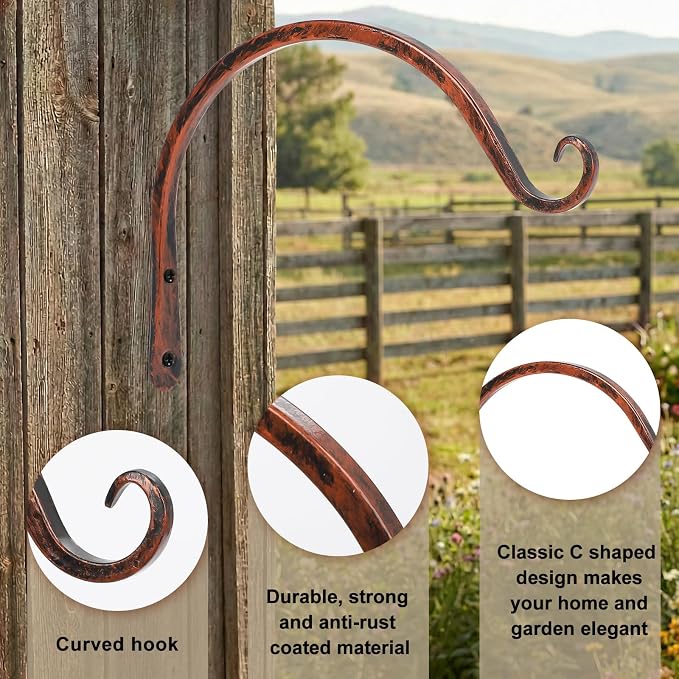 FEED GARDEN 2 Pack 8 Inch Hanging Plant Bracket Wall Hooks Decorative Plant - Image 3