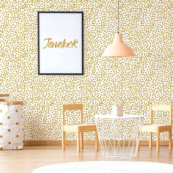 Jeweluck Yellow Polka Dot Wallpaper Yellow and White Peel and Stick Wallpaper - Image 9