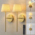 Gold Wall Sconces Set of Two, Small Rechargeable Battery Operated Wall Lamp by NEWSEE