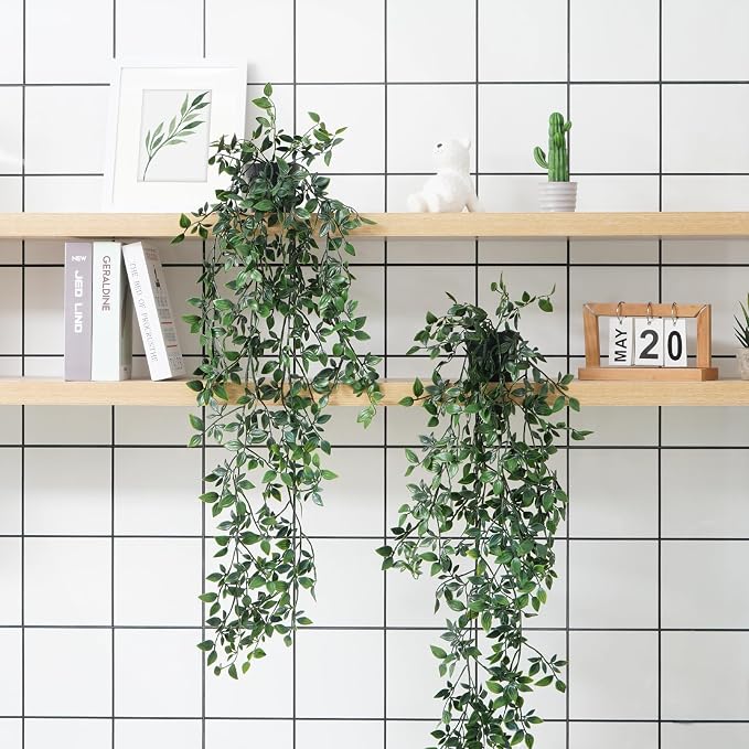 BLEUM CADE Fake Hanging Plants, Faux Mandala Vines Hanging Plant Greenery - Image 3