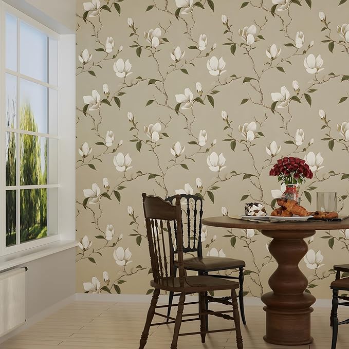Laatse Magnolia Wallpaper Peel and Stick Vintage Floral Contact Paper 17.5" X - Image 5