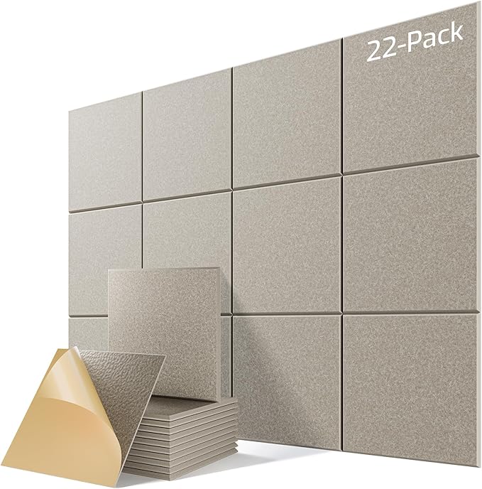 22 Pack Self-Adhesive Acoustic Panels, Soundproof Wall Panels by Lebenforce