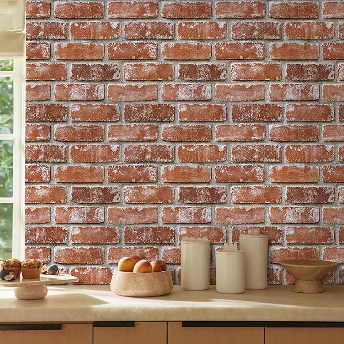 COMSTICKC 3D Faux Brick Wall Panels Peel and Stick, Small Brick Size, Thin PVC - Image 2