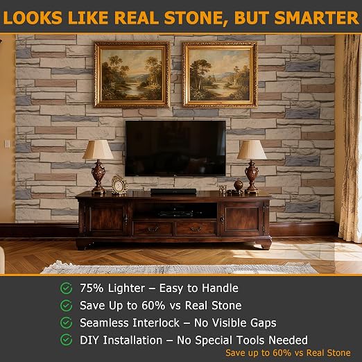 ROOMTEC 1-Pack Faux Stone Wall Covering Panels - Image 4