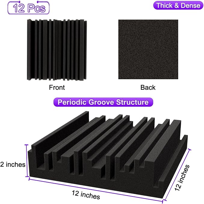 TroyStudio Thick Acoustic Foam Panels, Dense Soundproof Padding Tile, Recording - Image 2