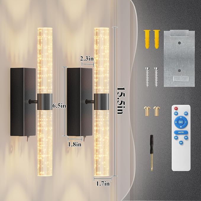 camuucci Battery Operated Wall Sconces Set of 2 Rechargeable Battery Powered - Image 4