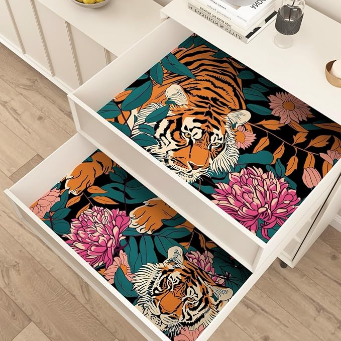 BOKEBEVE Orange Tiger Wallpapers Tiger Print Peel and Stick Wallpaper Jungle - Image 5