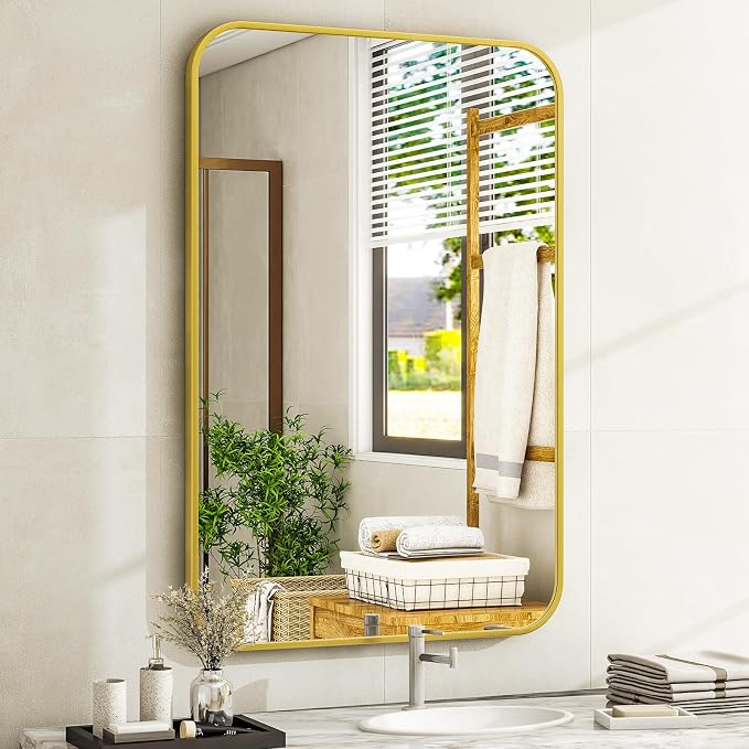 Easly 20 x 28 Inch Bathroom Mirror, Rounded Rectangular Vanity Mirror by EASLY