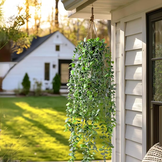 Artificial Hanging Plant 2 Pcs Faux Plant Ivy Vine Faux Eucalyptus Vines Fake - Image 6