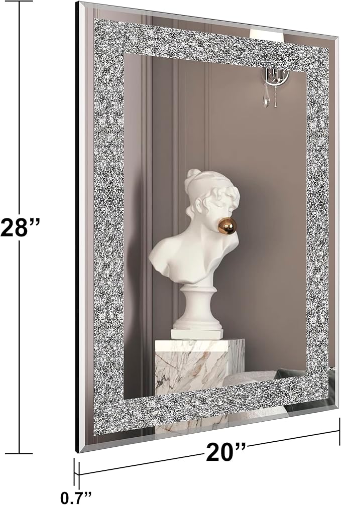 Ruomeng Wall Mirror Rectangular Crystal Crush Diamond Mirror - Image 4