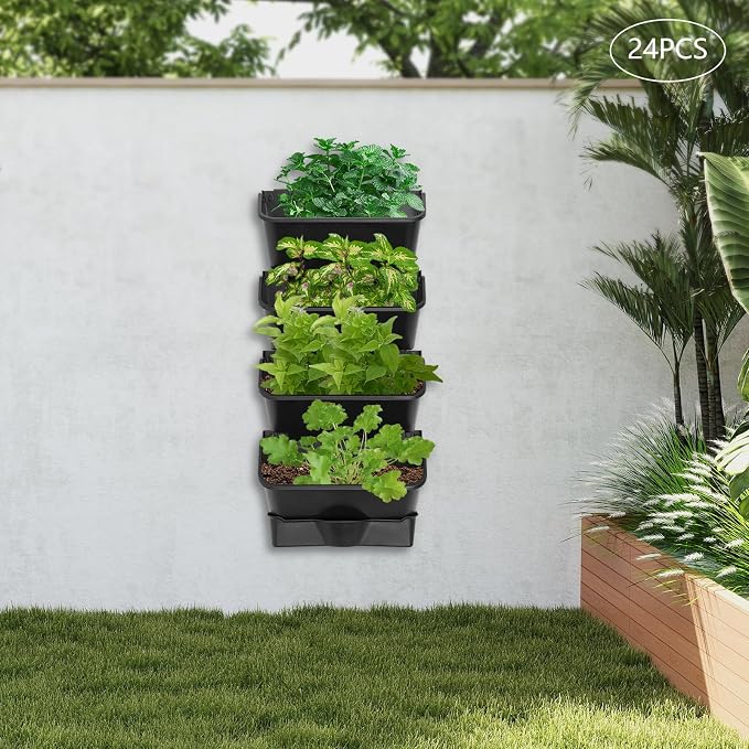Vertical Wall Planter with 24 Pots, Hanging Garden Plant Flowerpot Holder - Image 7