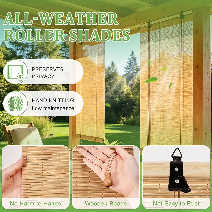 Bamboo Blinds 36x72 inch Bamboo Roman Shades - Image 2